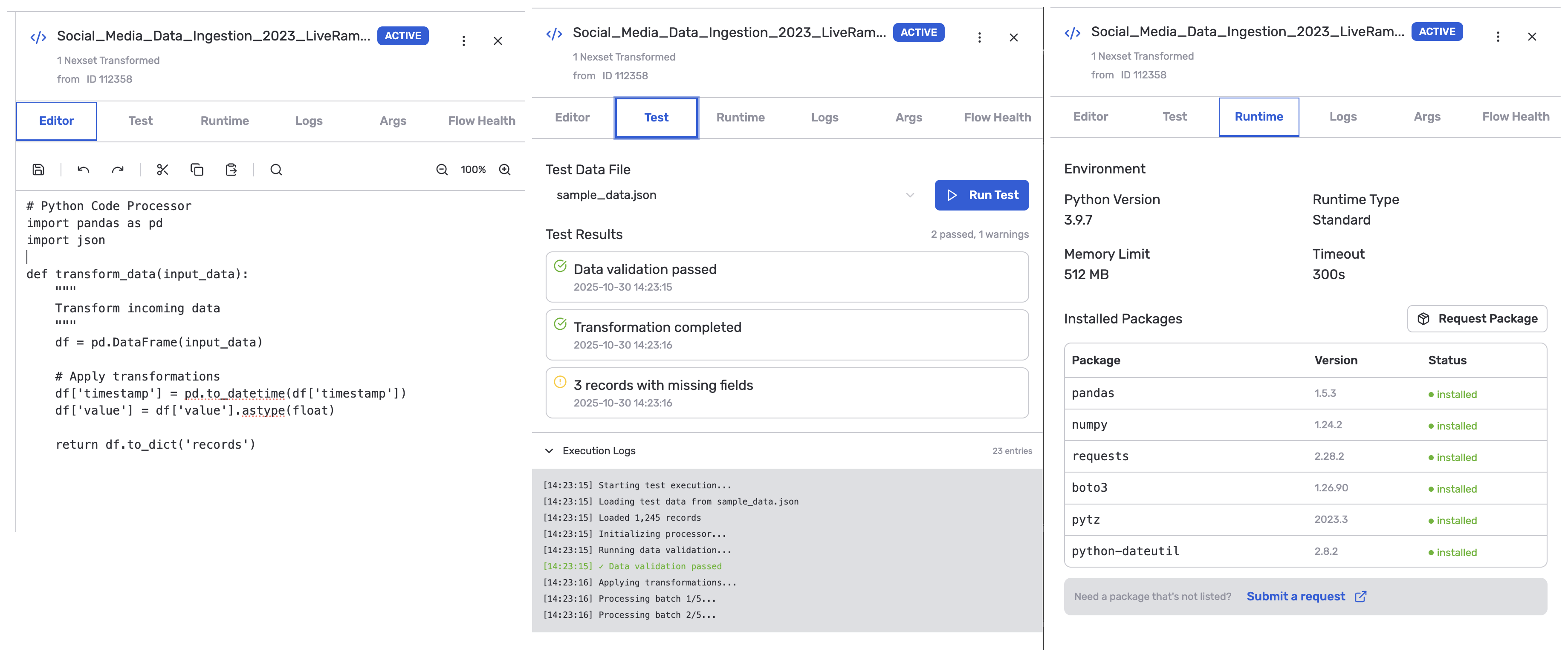 Custom code right-side drawer modal used in the initial authoring model